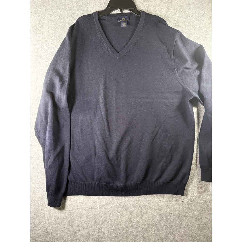 Brooks Brothers 346 Mens XL Navy Blue Merino‎ Wool Blend V-Neck Sweater